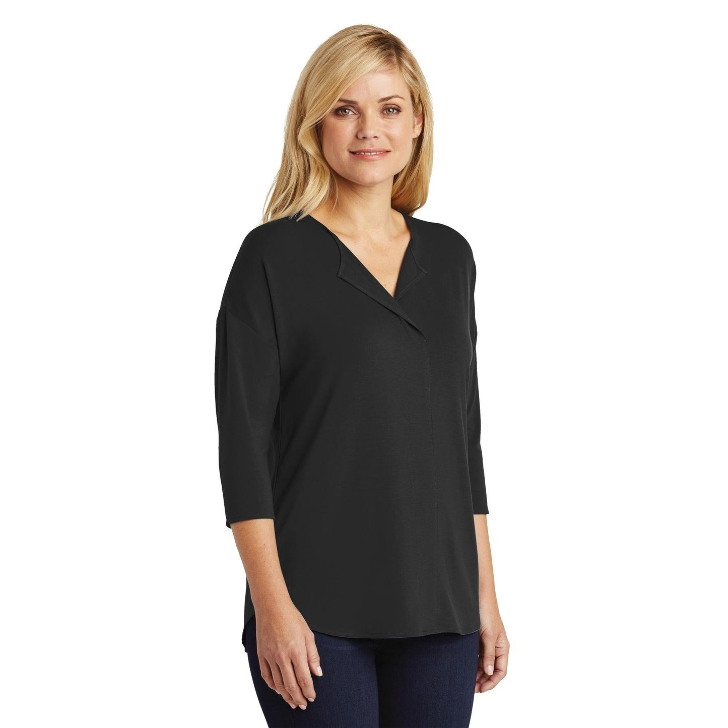 Black Polo Shirt - Port Authority - Soft Split Neck