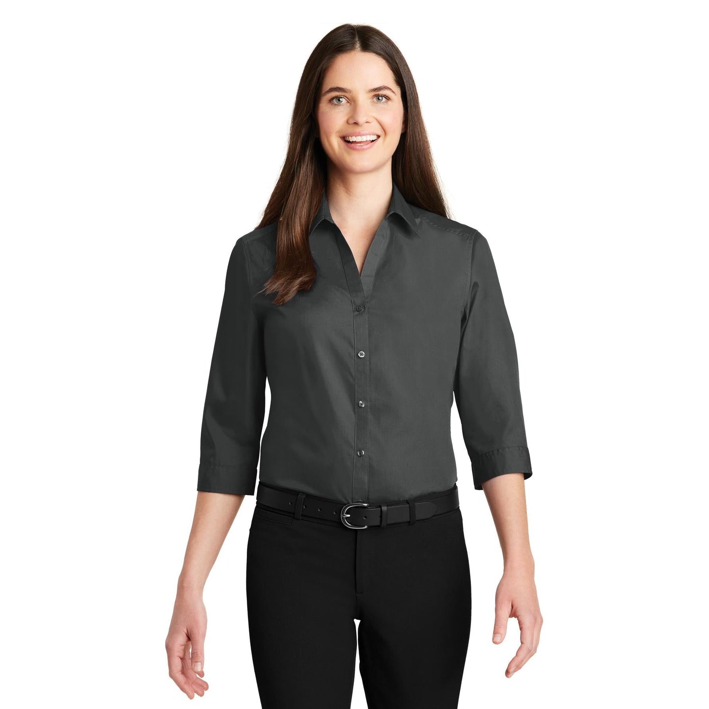 Deep Black Button Up Shirts - Port Authority - Stylish