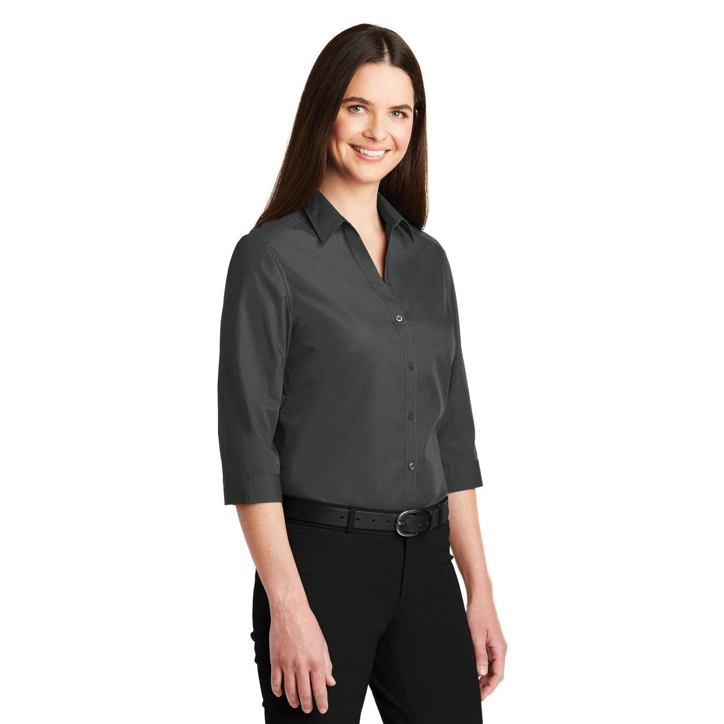 Deep Black Button Up Shirts - Port Authority - Stylish