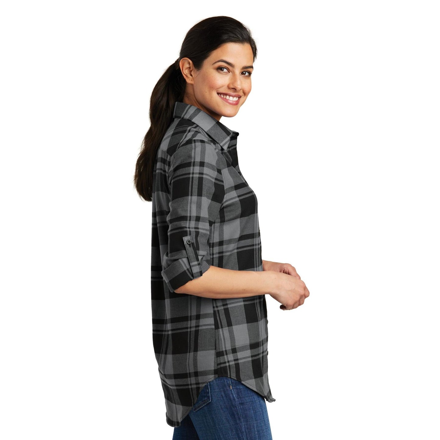 Grey/Black Flannel Shirt - Port Authority - Soft Fabric