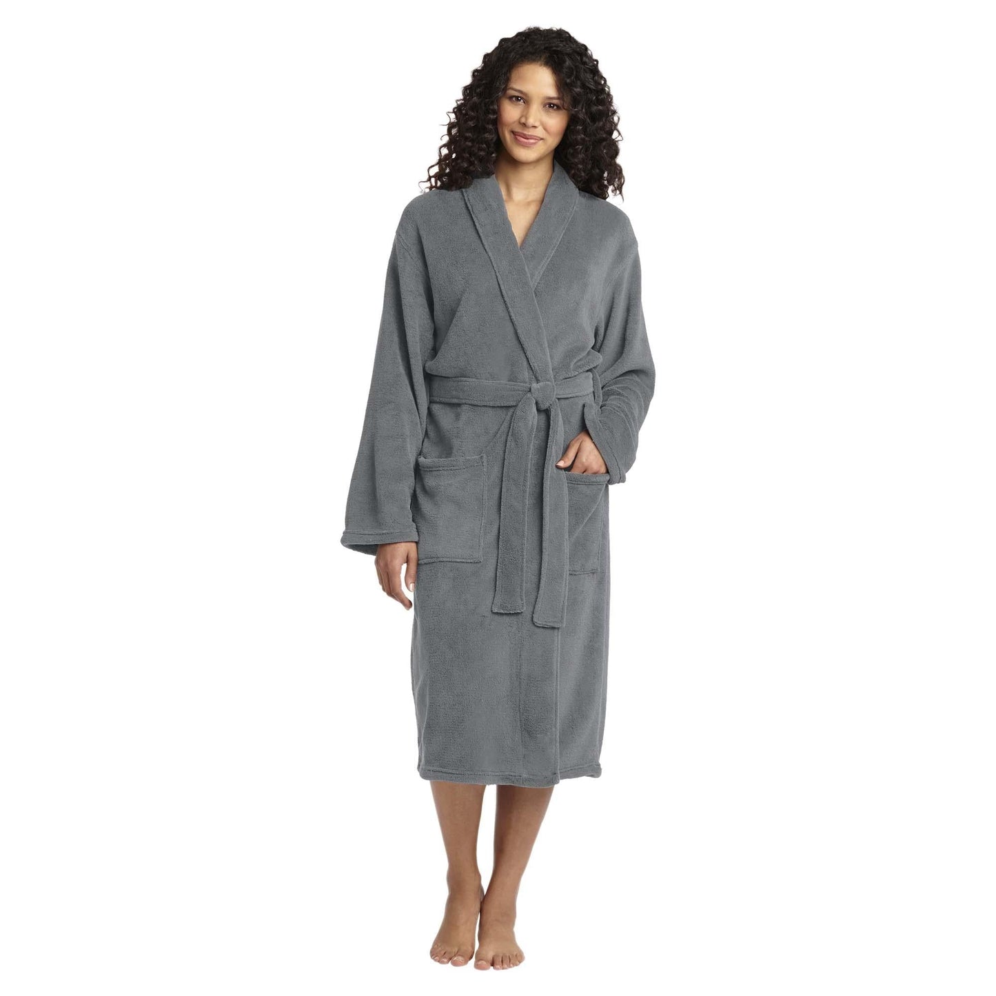Deep Smoke Bathrobe - Port Authority - Plush Microfleece