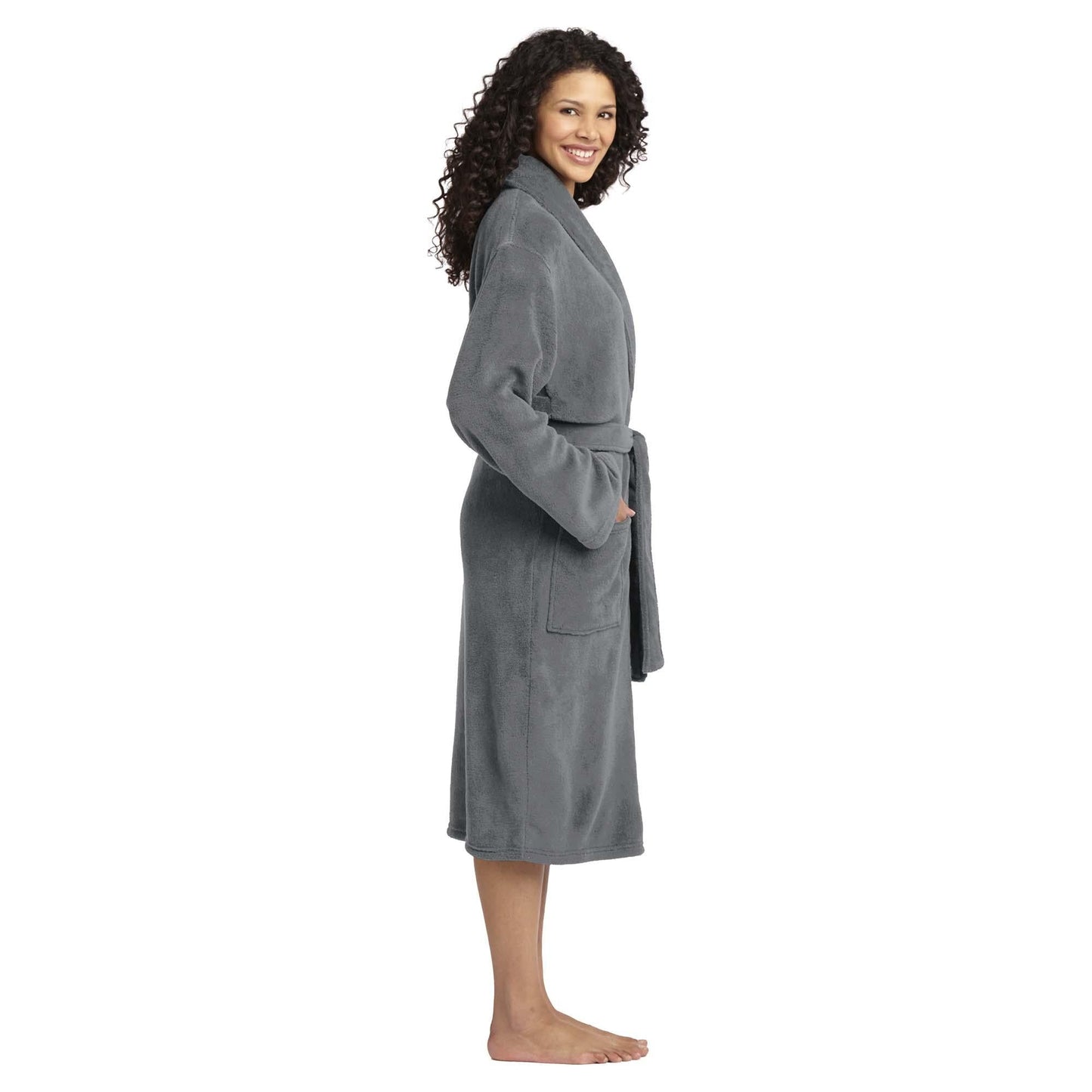 Deep Smoke Bathrobe - Port Authority - Plush Microfleece