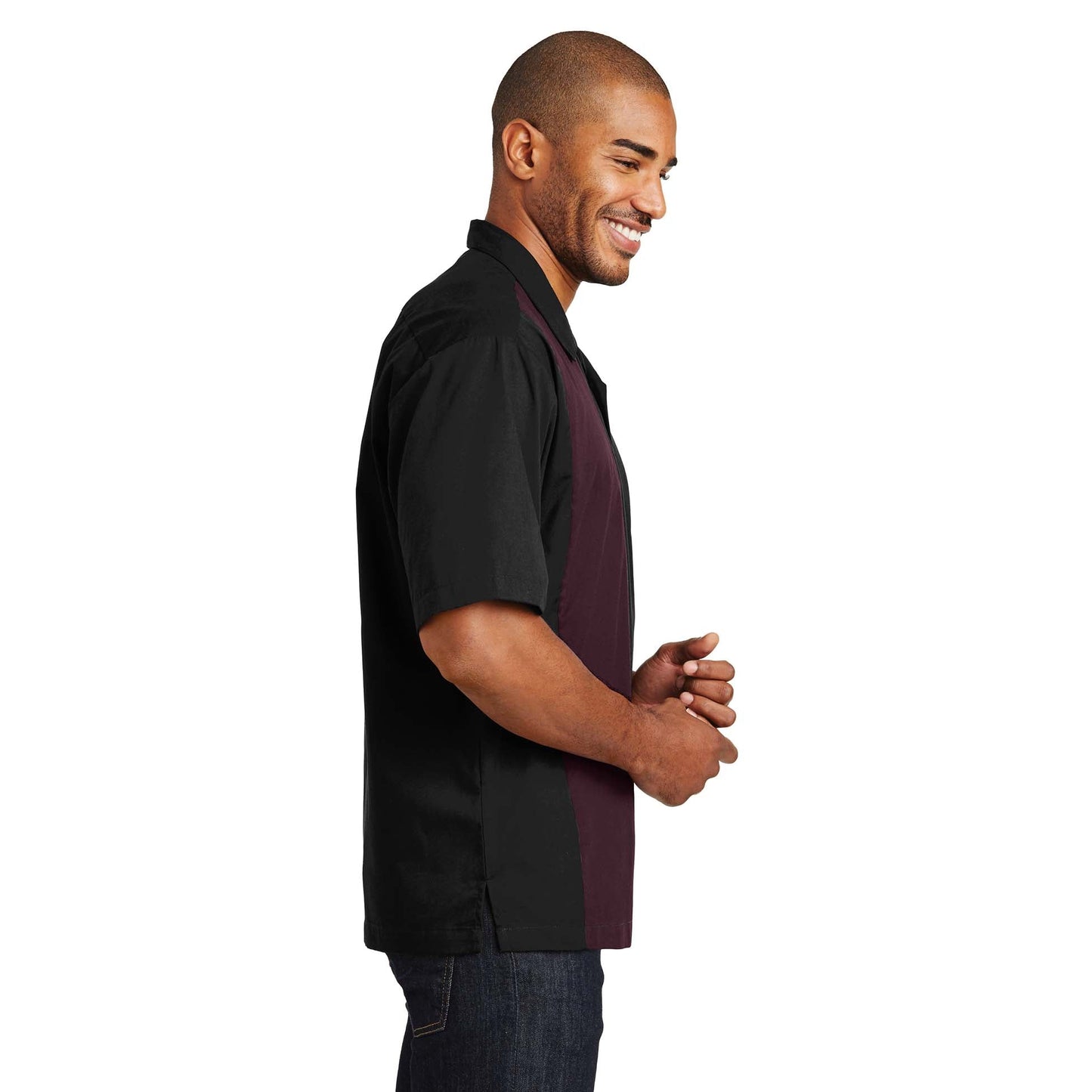 Black/Light Stone Button Up Shirt - Port Authority - Soft