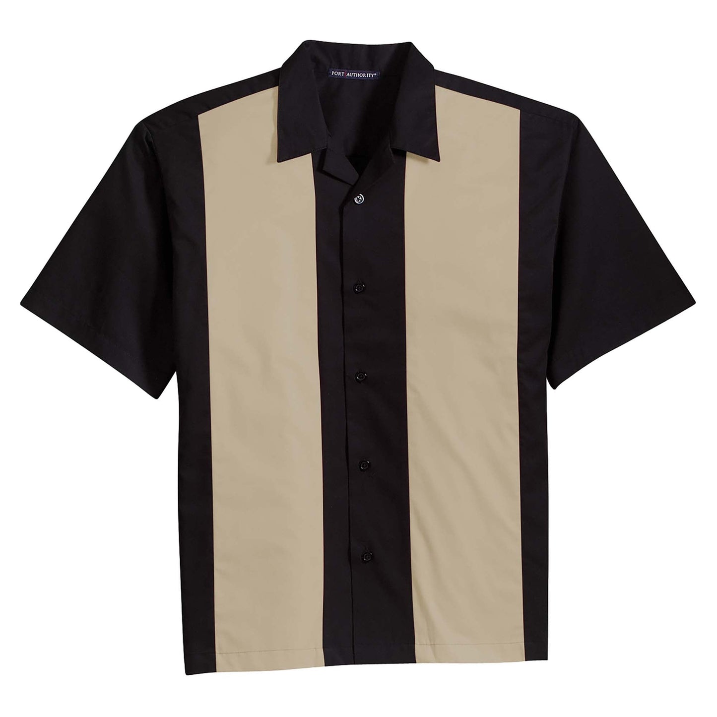 Black/Light Stone Button Up Shirt - Port Authority - Soft