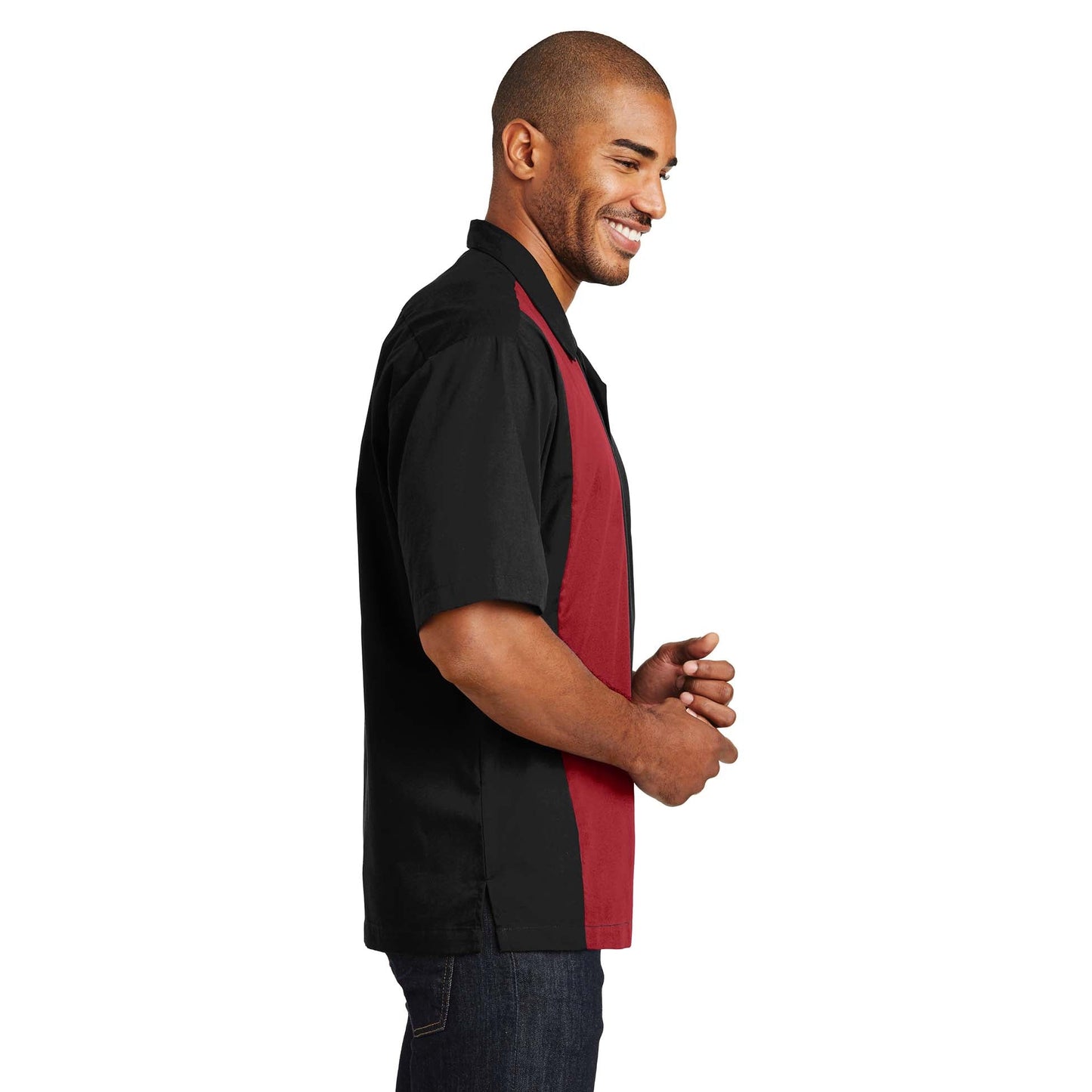 Black/Light Stone Button Up Shirt - Port Authority - Soft