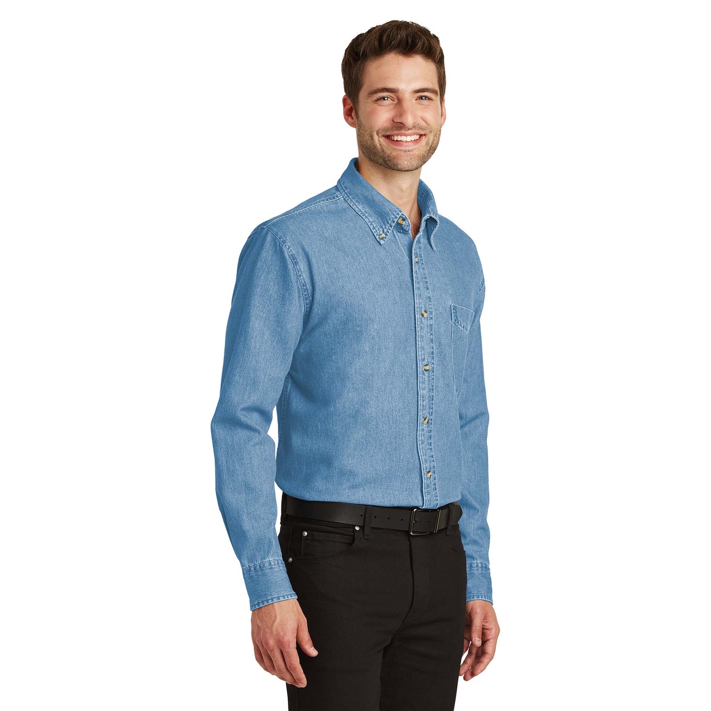 Faded Denim Shirt - Port Authority - Stylish Cotton