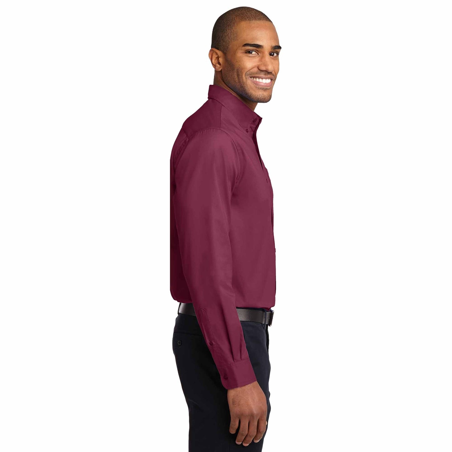 Black/Light Stone Button Up Shirt - Port Authority - Durable