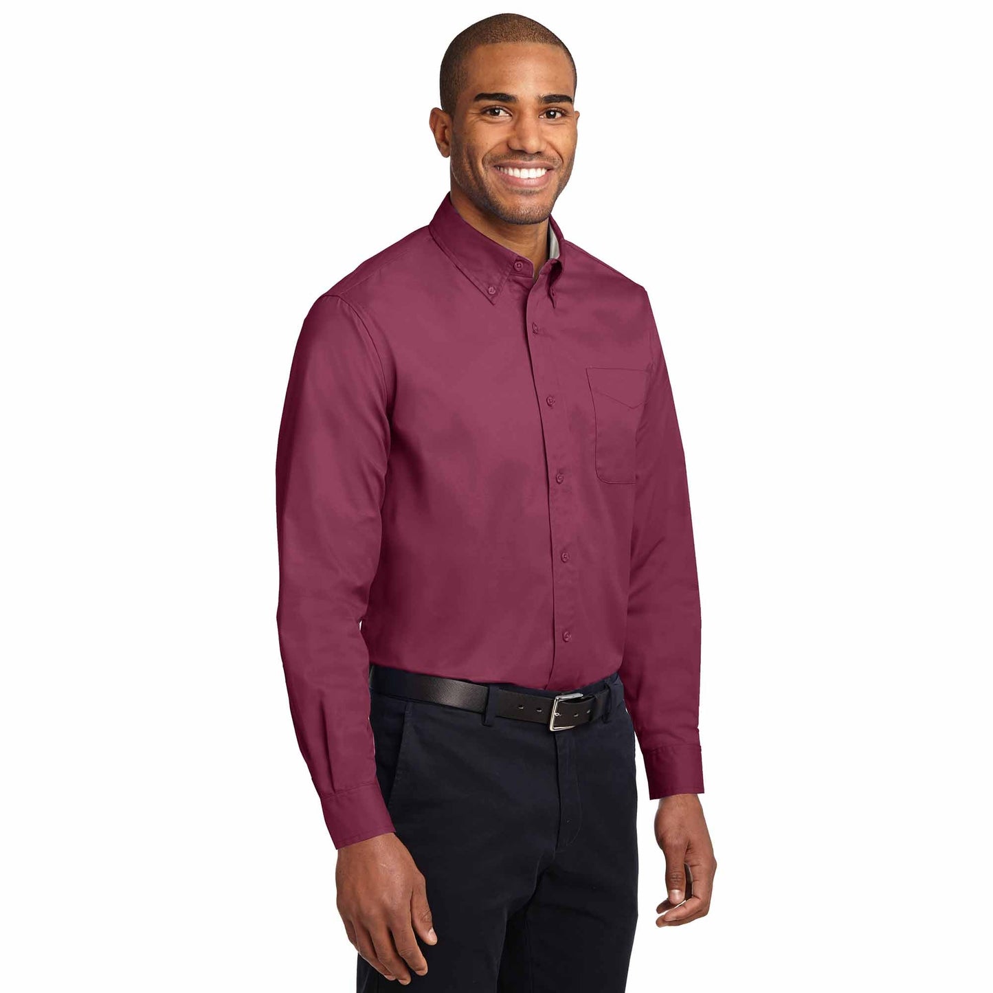 Black/Light Stone Button Up Shirt - Port Authority - Durable