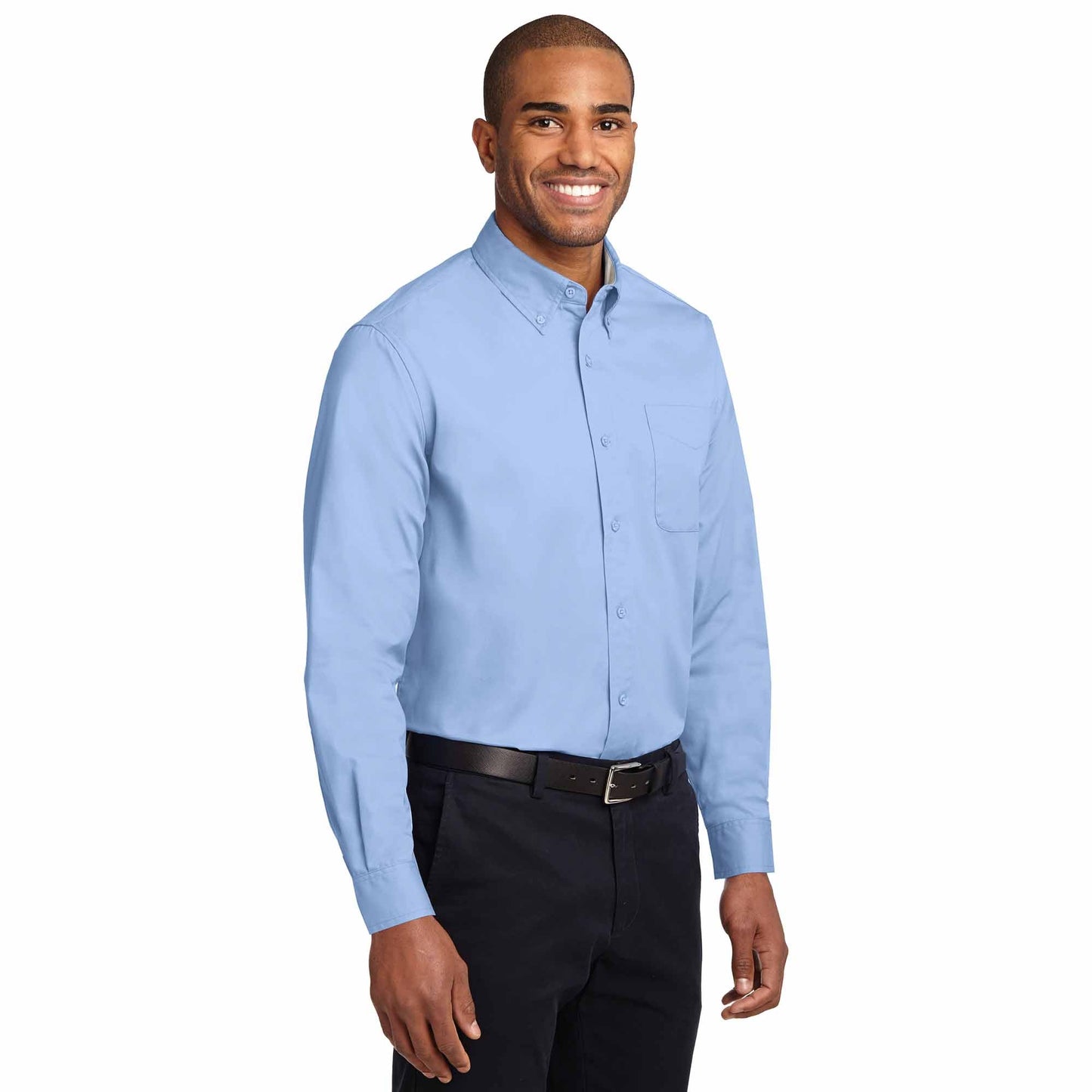 Black/Light Stone Button Up Shirt - Port Authority - Durable