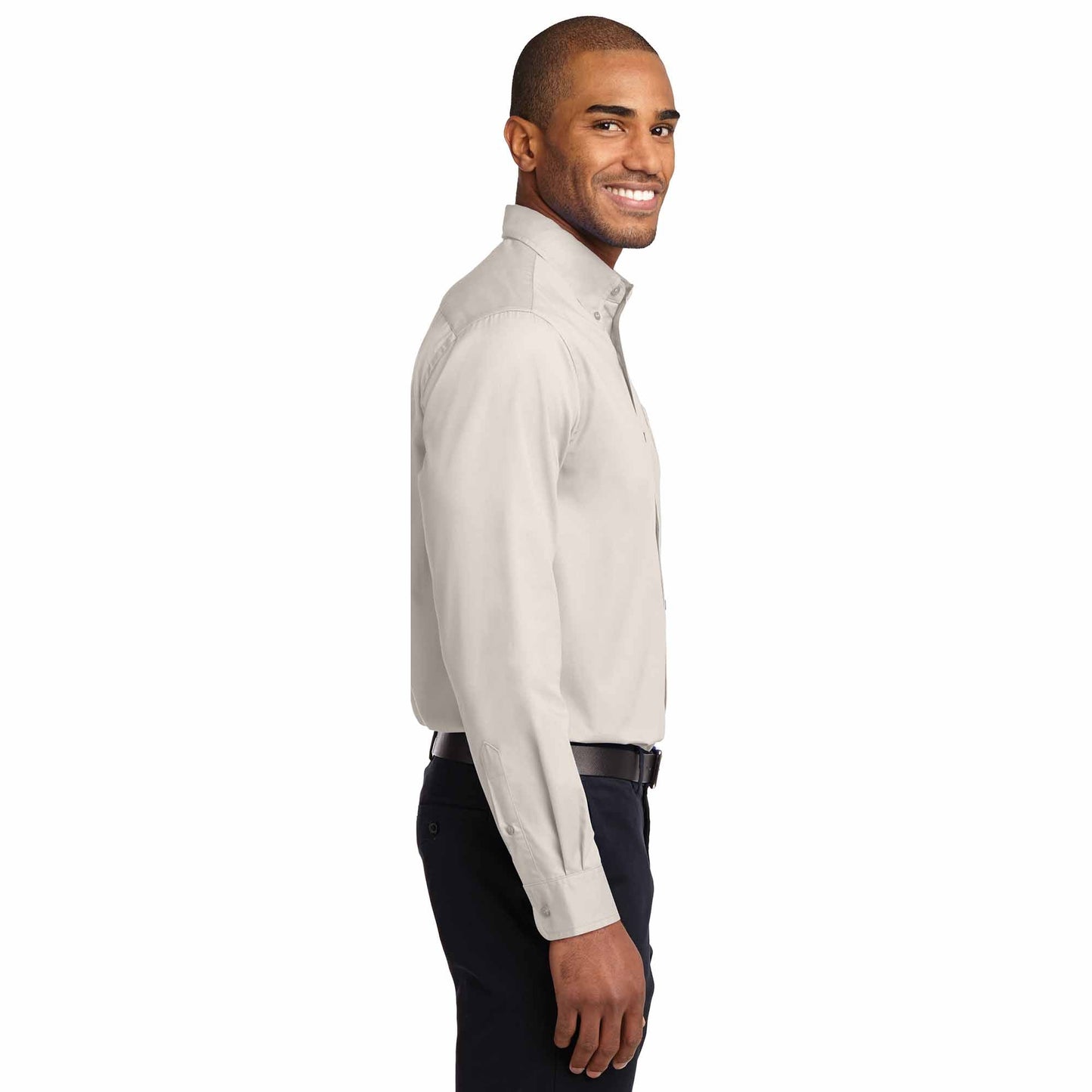 Black/Light Stone Button Up Shirt - Port Authority - Durable