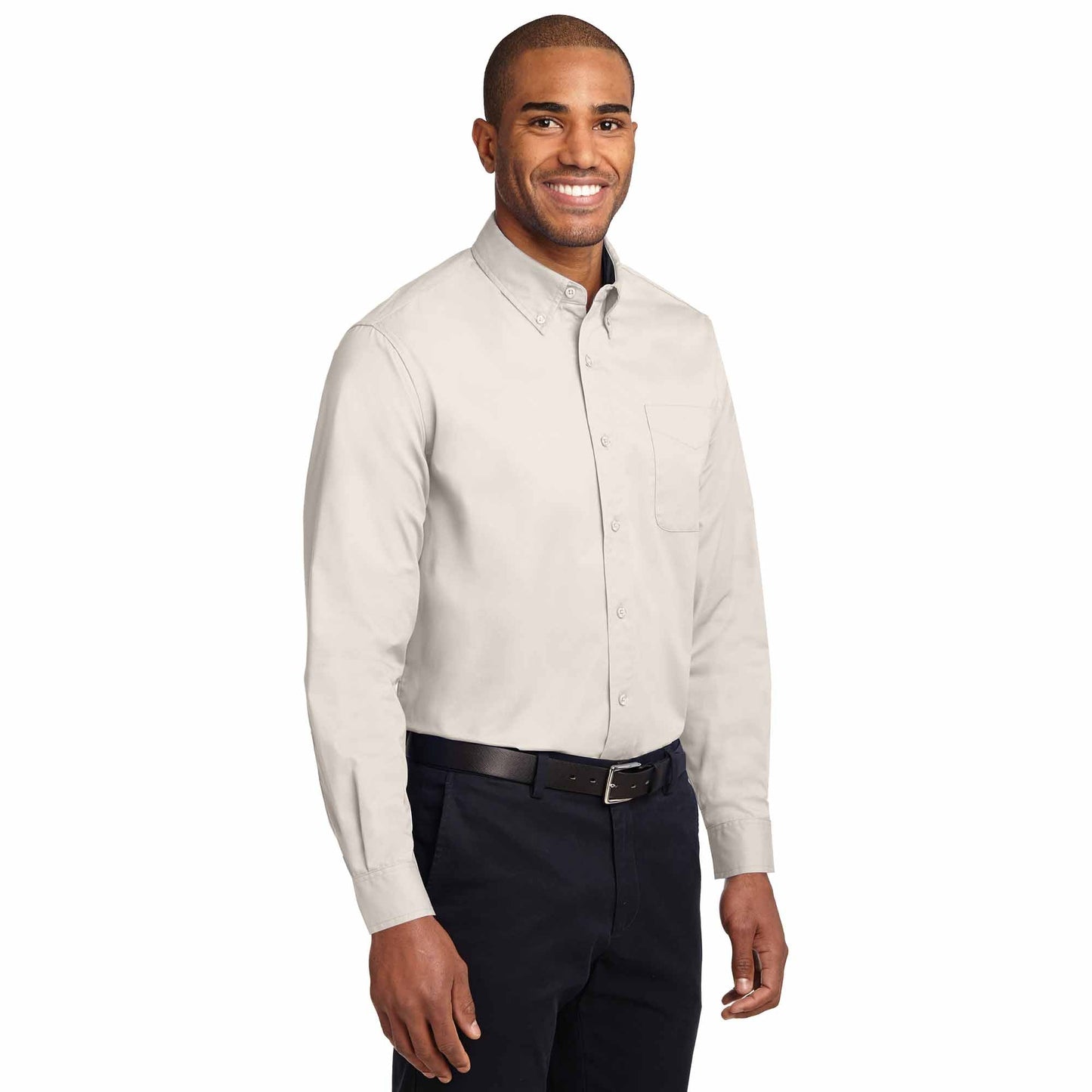 Black/Light Stone Button Up Shirt - Port Authority - Durable