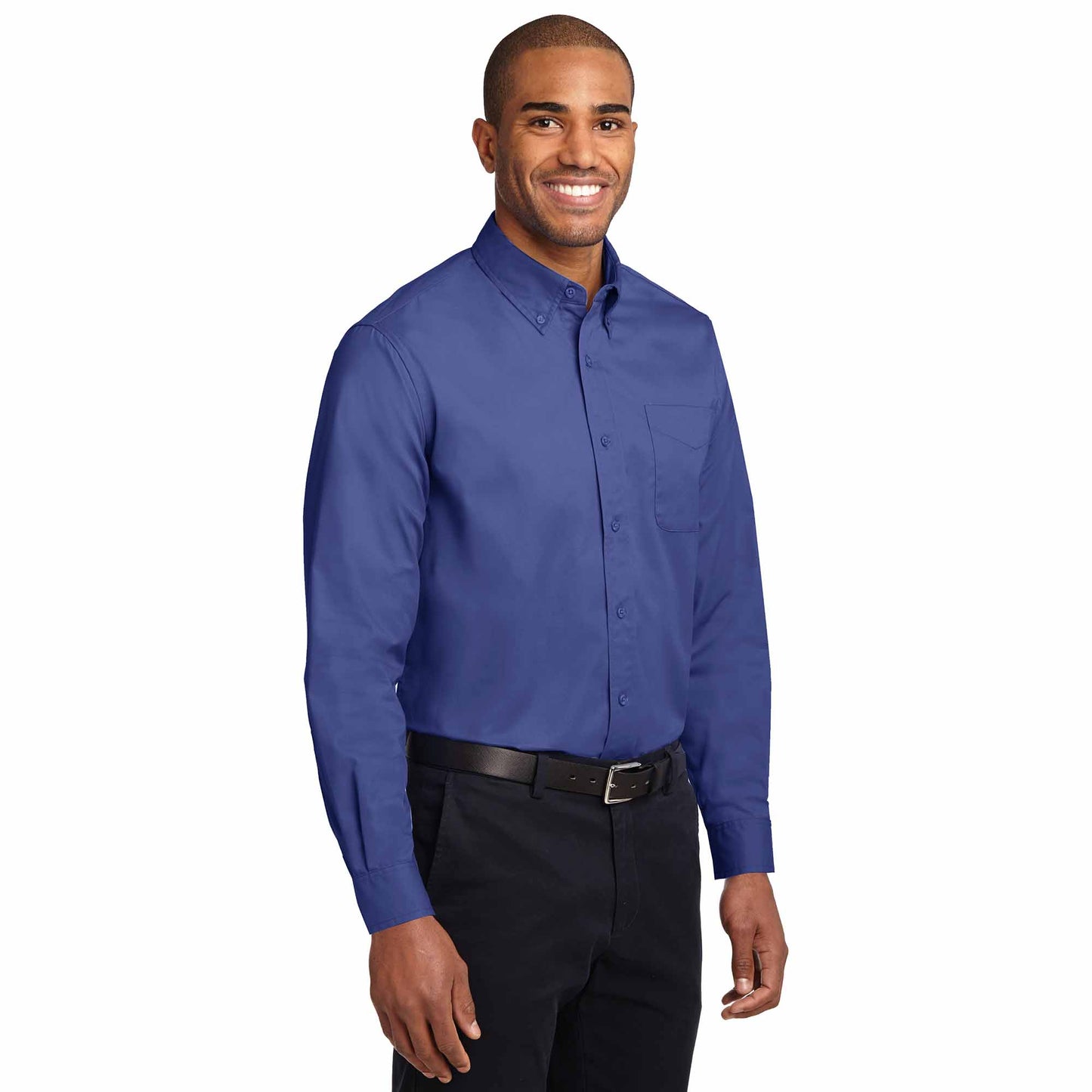 Black/Light Stone Button Up Shirt - Port Authority - Durable