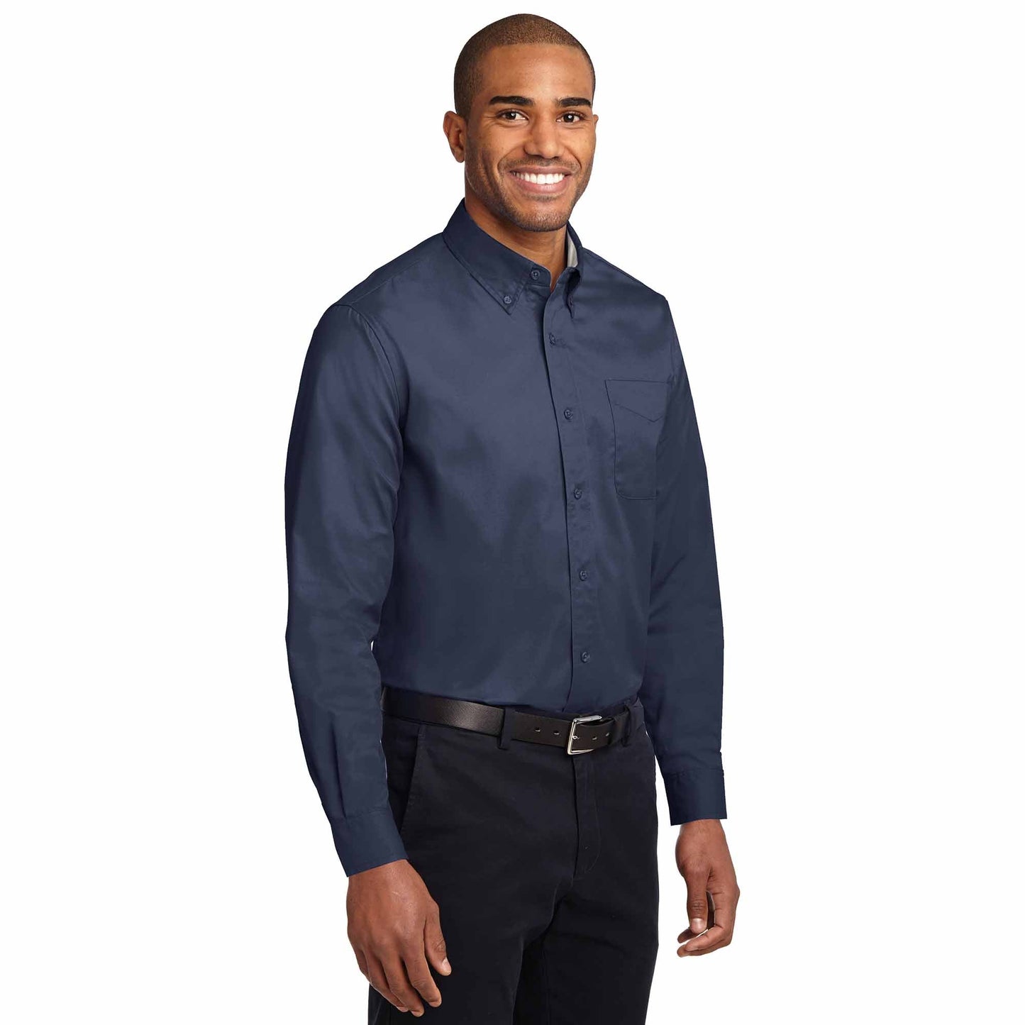 Black/Light Stone Button Up Shirt - Port Authority - Durable