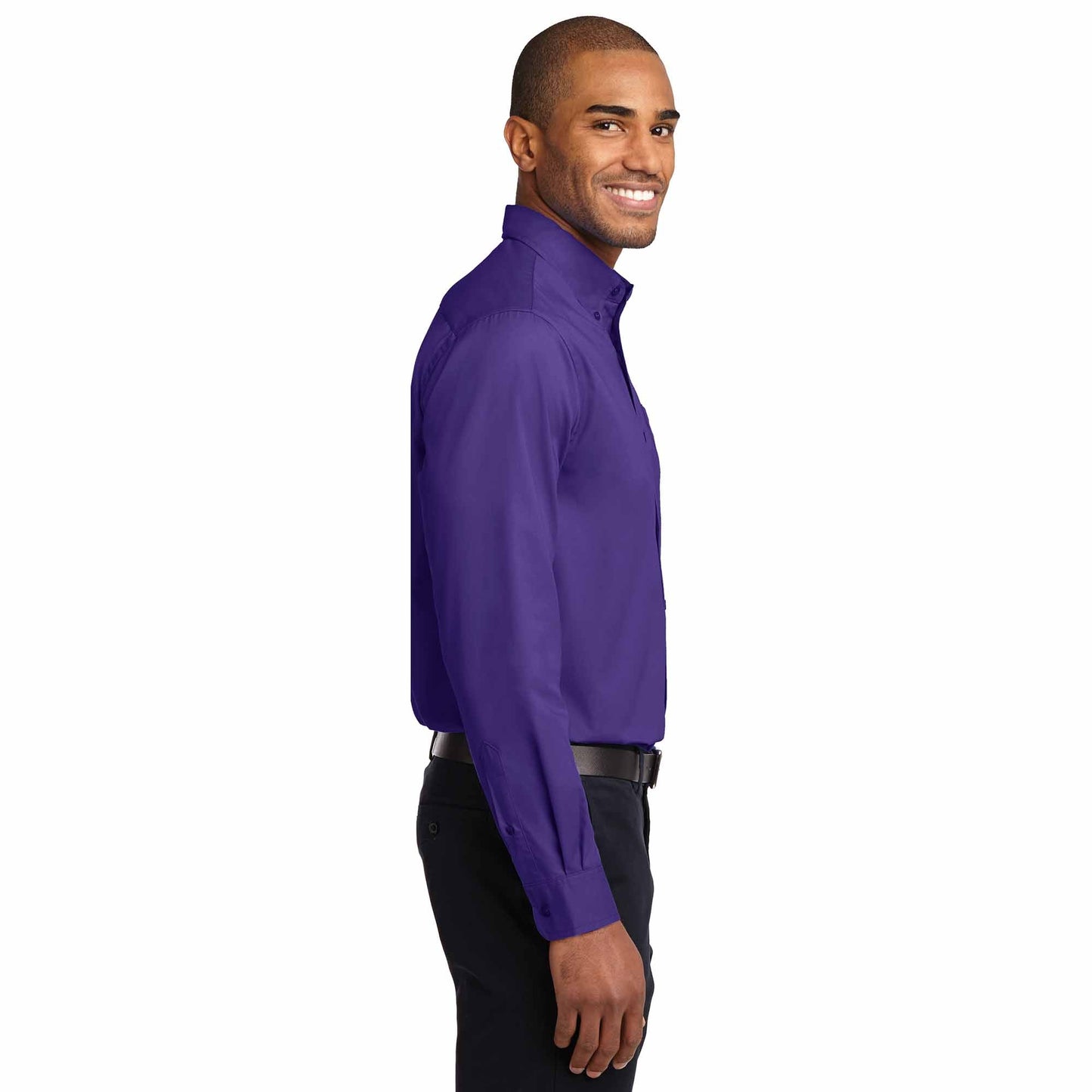 Black/Light Stone Button Up Shirt - Port Authority - Durable