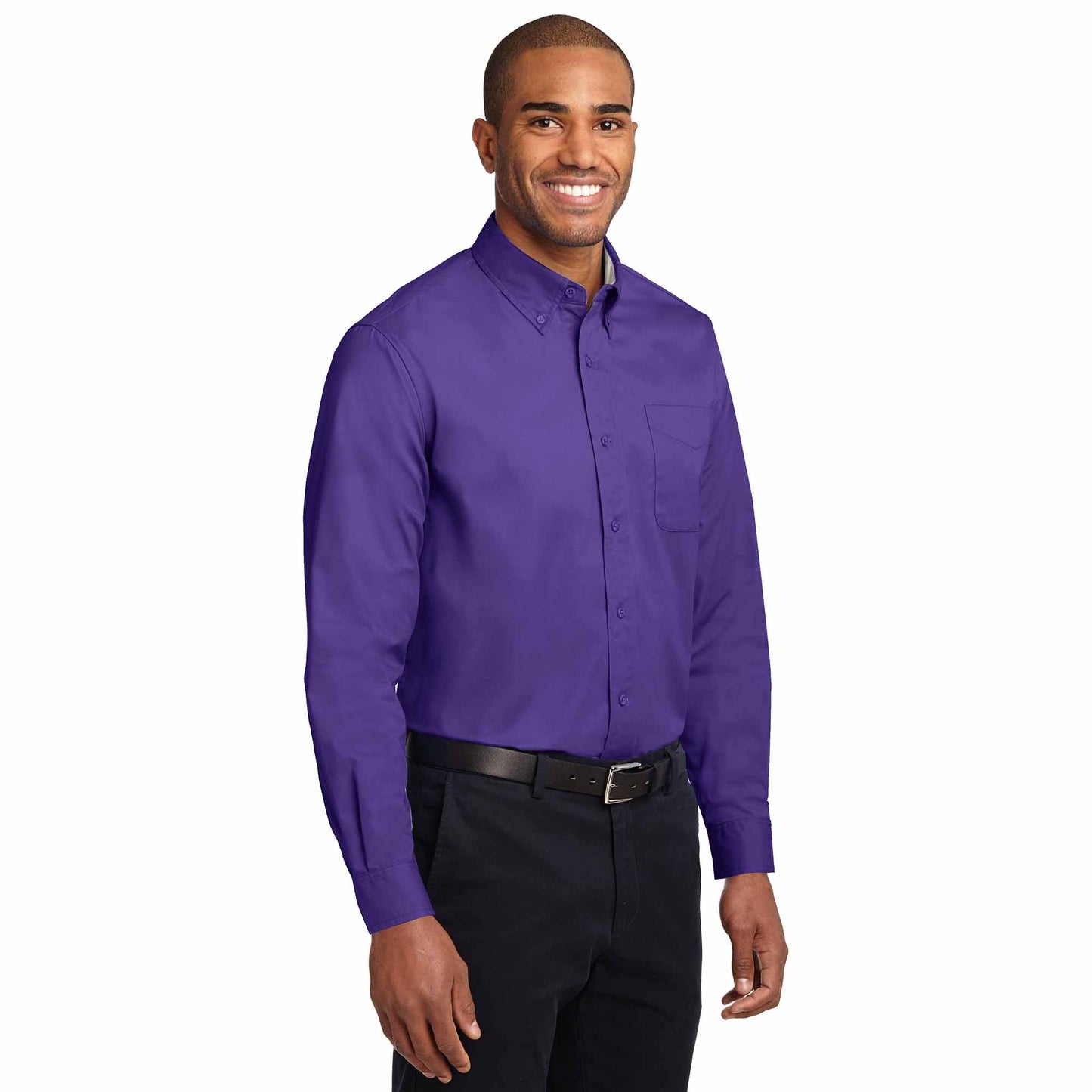 Black/Light Stone Button Up Shirt - Port Authority - Durable
