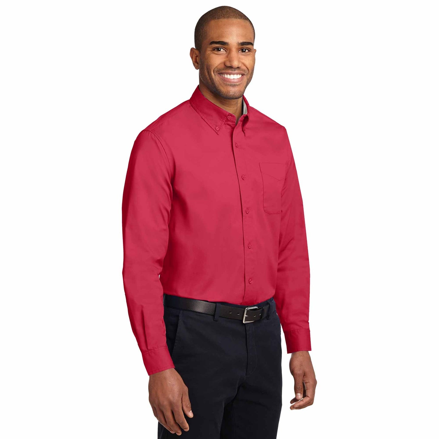 Black/Light Stone Button Up Shirt - Port Authority - Durable