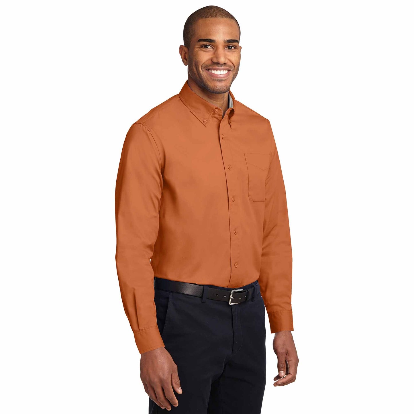Black/Light Stone Button Up Shirt - Port Authority - Durable