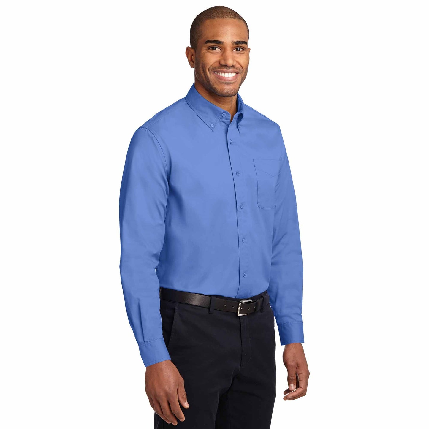 Black/Light Stone Button Up Shirt - Port Authority - Durable