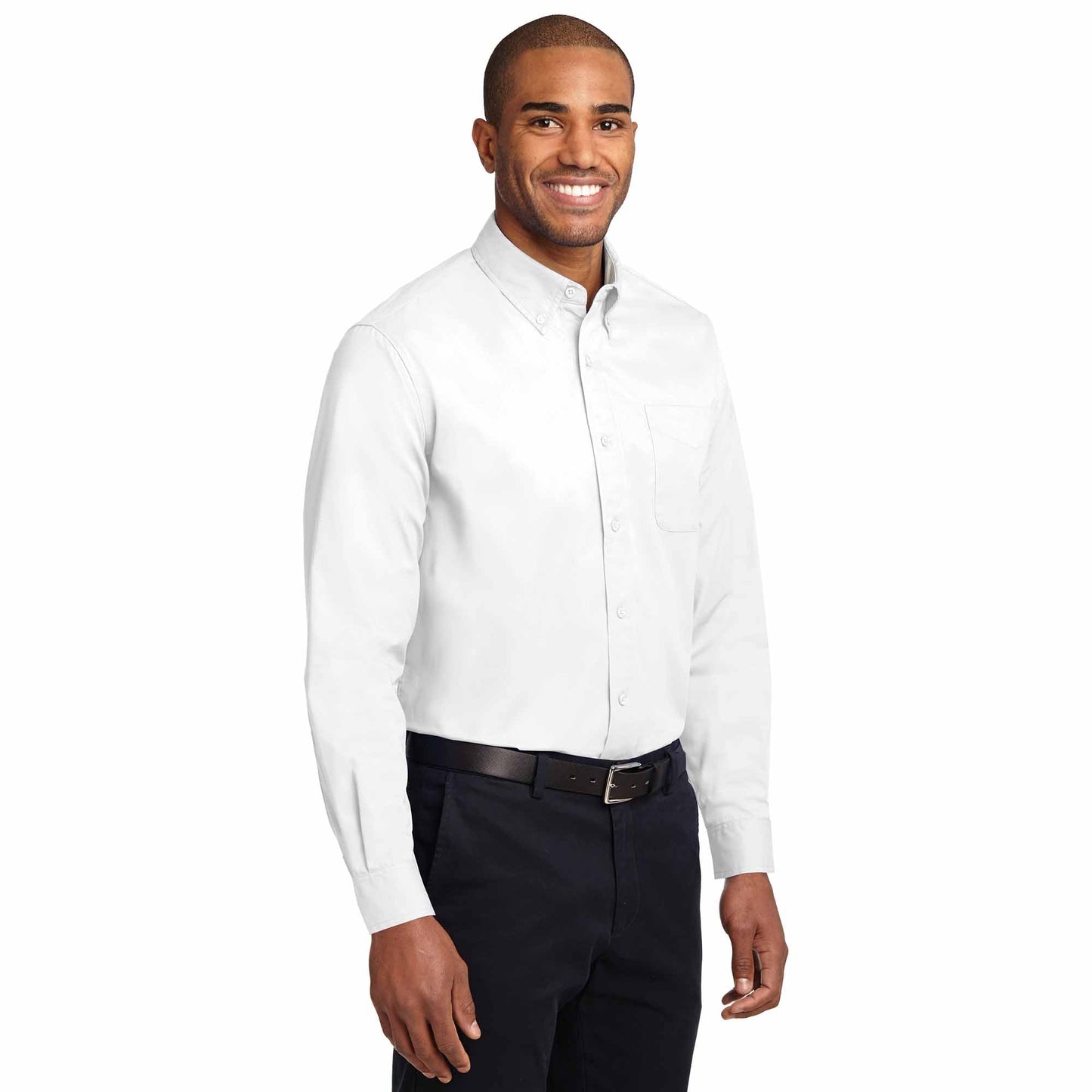 Black/Light Stone Button Up Shirt - Port Authority - Durable