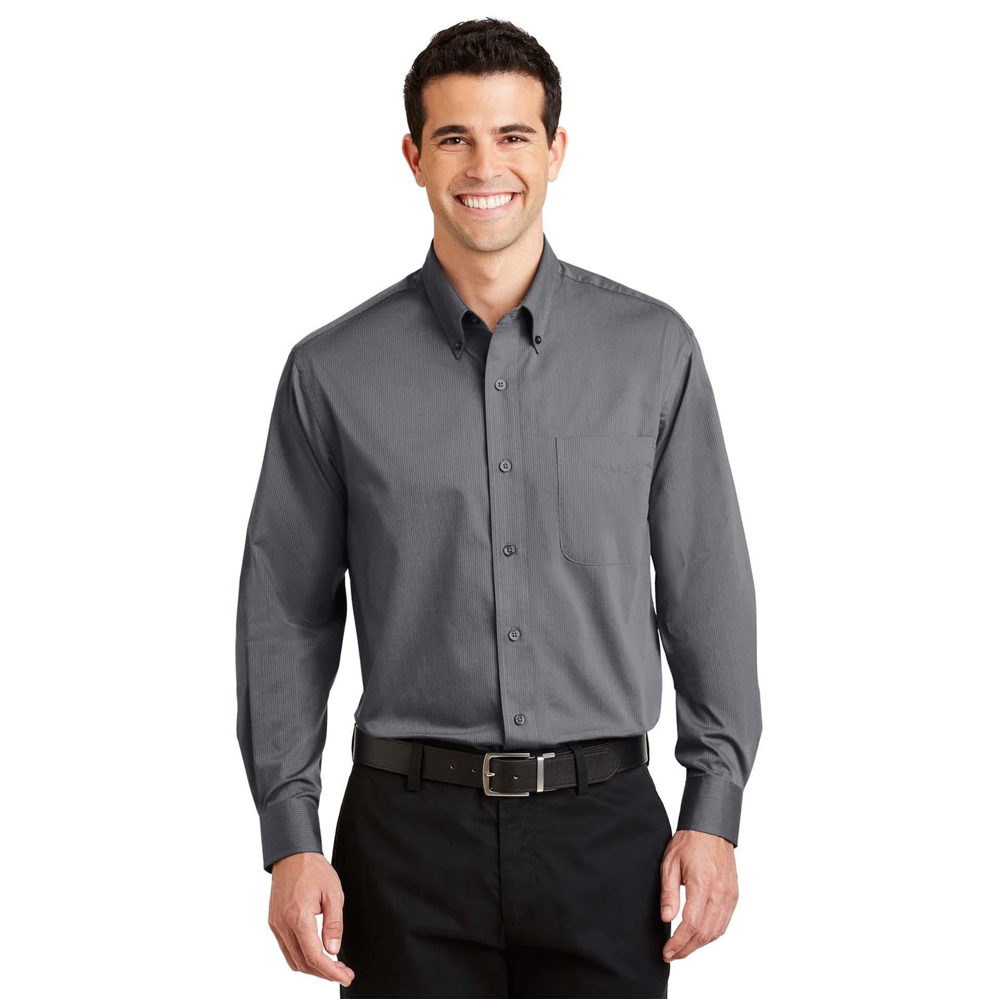 Grey Button Up Shirt - Port Authority - Stylish Design