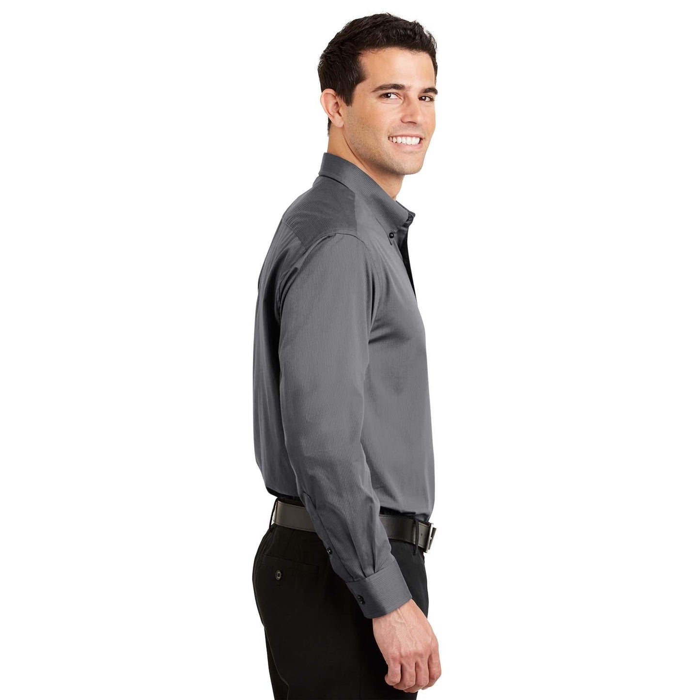 Grey Button Up Shirt - Port Authority - Stylish Design