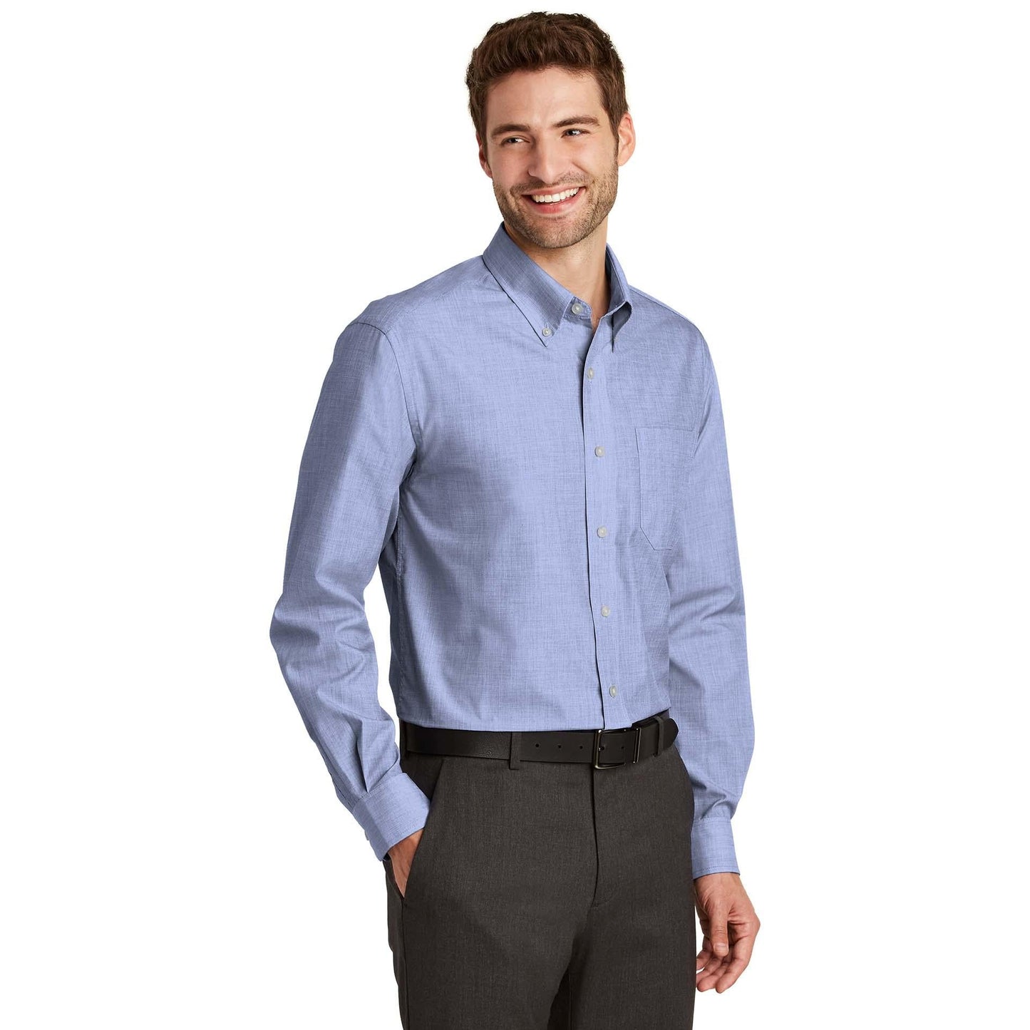 Chambray Blue Button Up Shirt - Port Authority - Easy Care