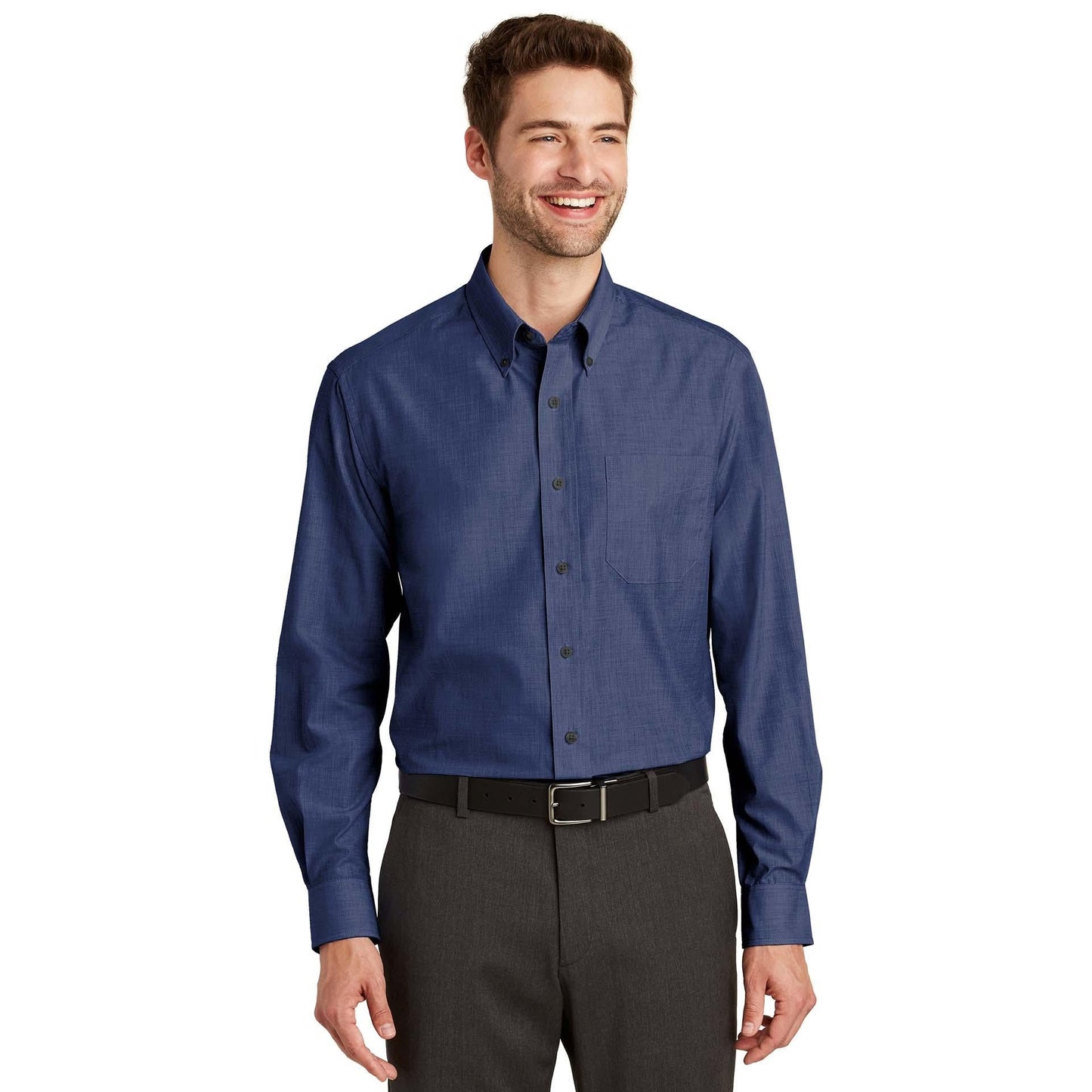Chambray Blue Button Up Shirt - Port Authority - Easy Care