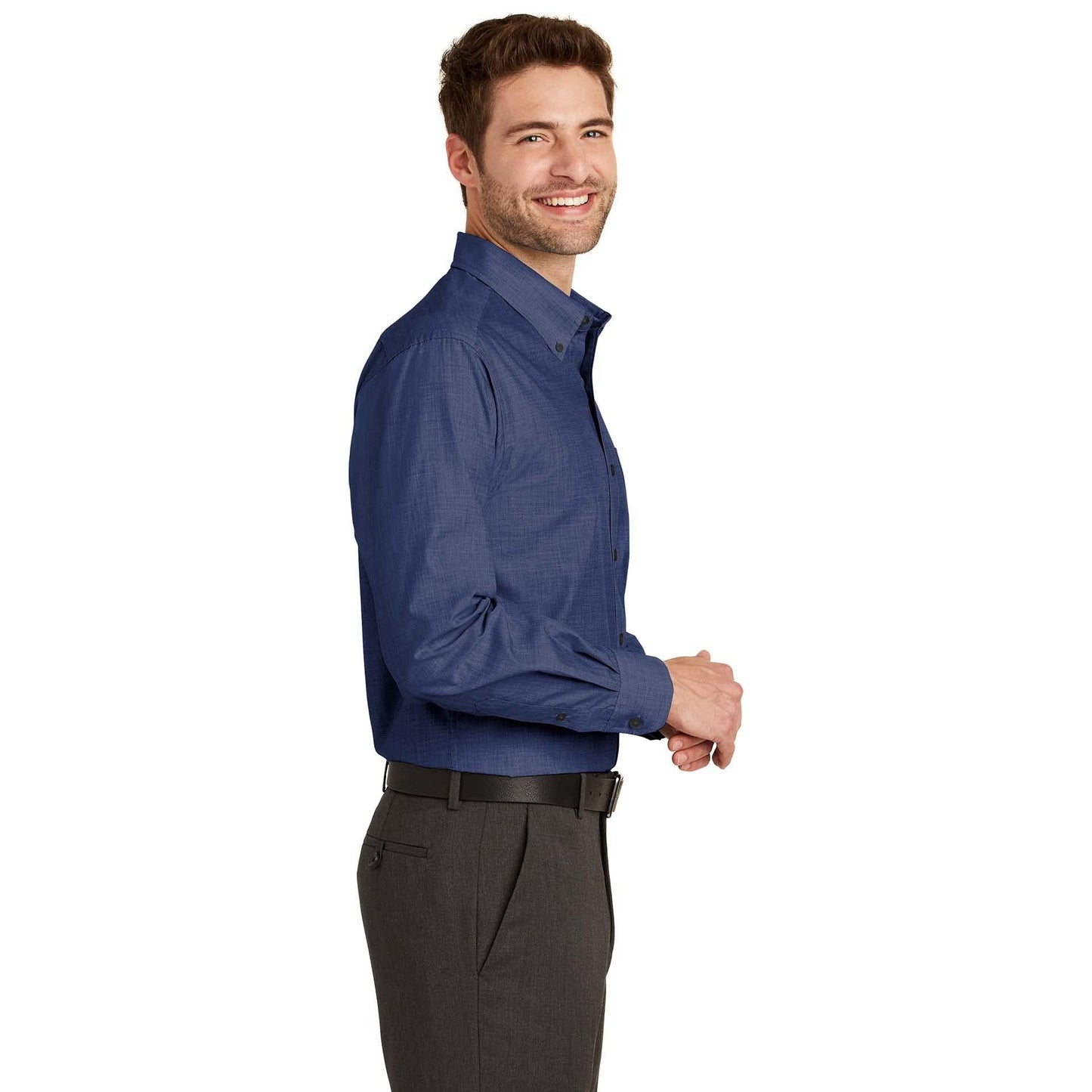 Chambray Blue Button Up Shirt - Port Authority - Easy Care
