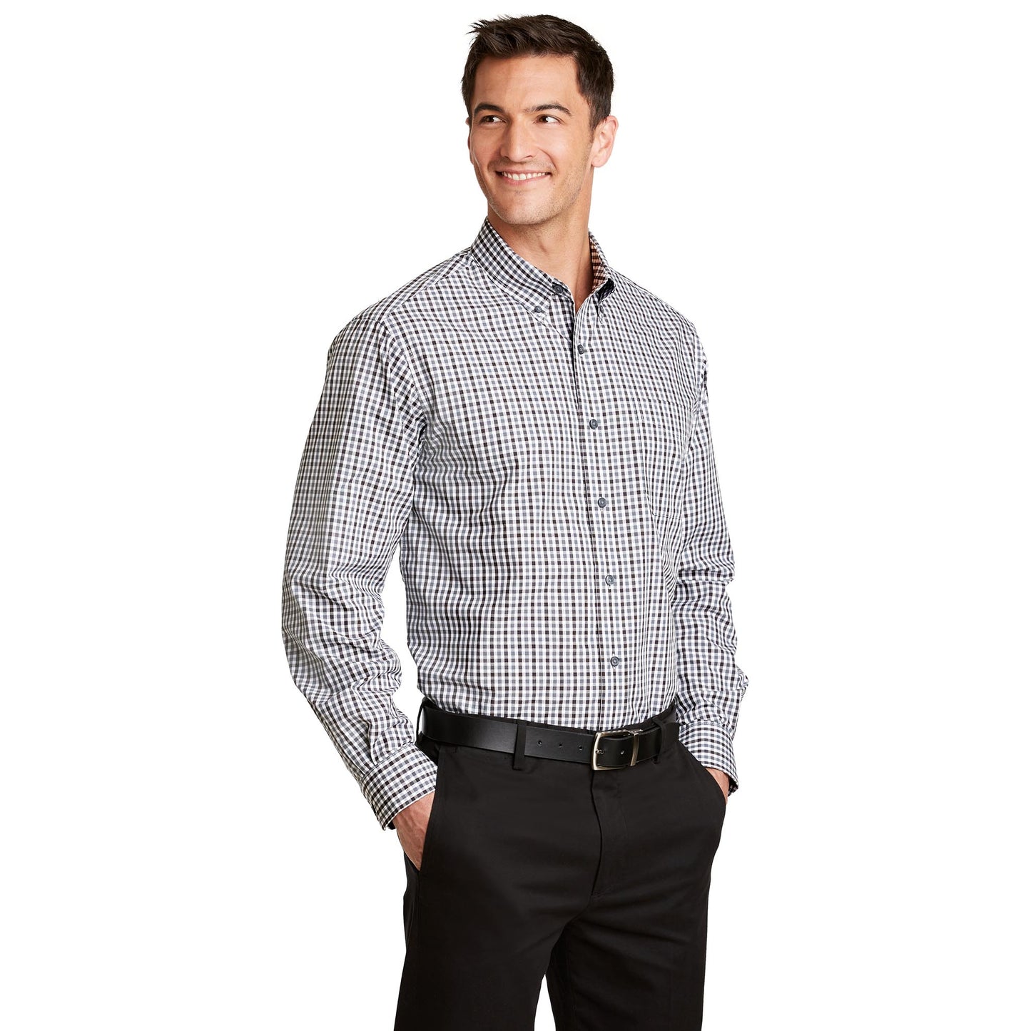 Black/Charcoal Button Up Shirts - Port Authority - Stylish