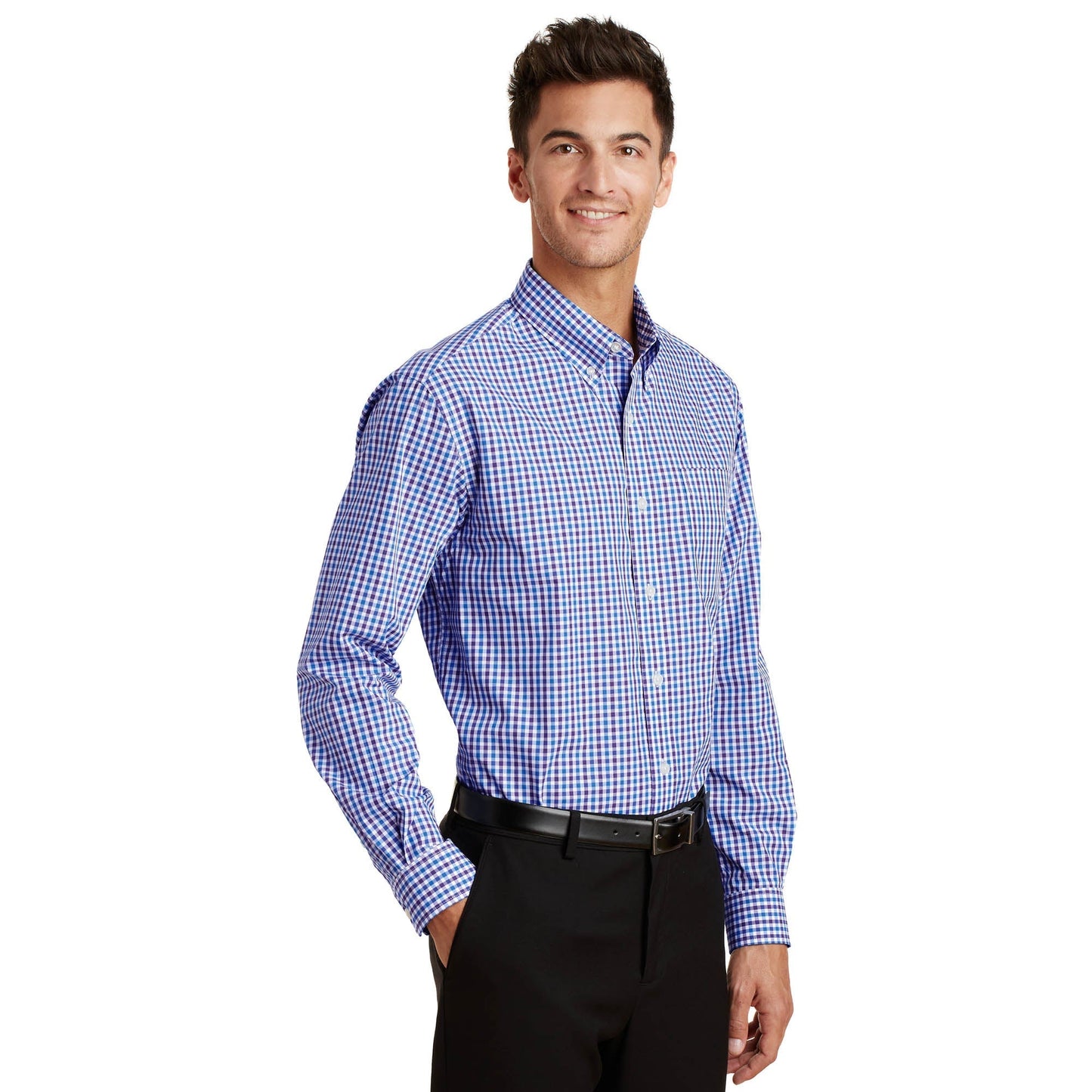 Black/Charcoal Button Up Shirts - Port Authority - Stylish
