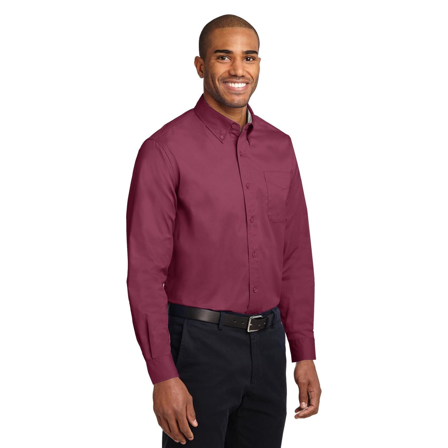 Black/Light Stone Button Up Shirt - Port Authority - Easy Care