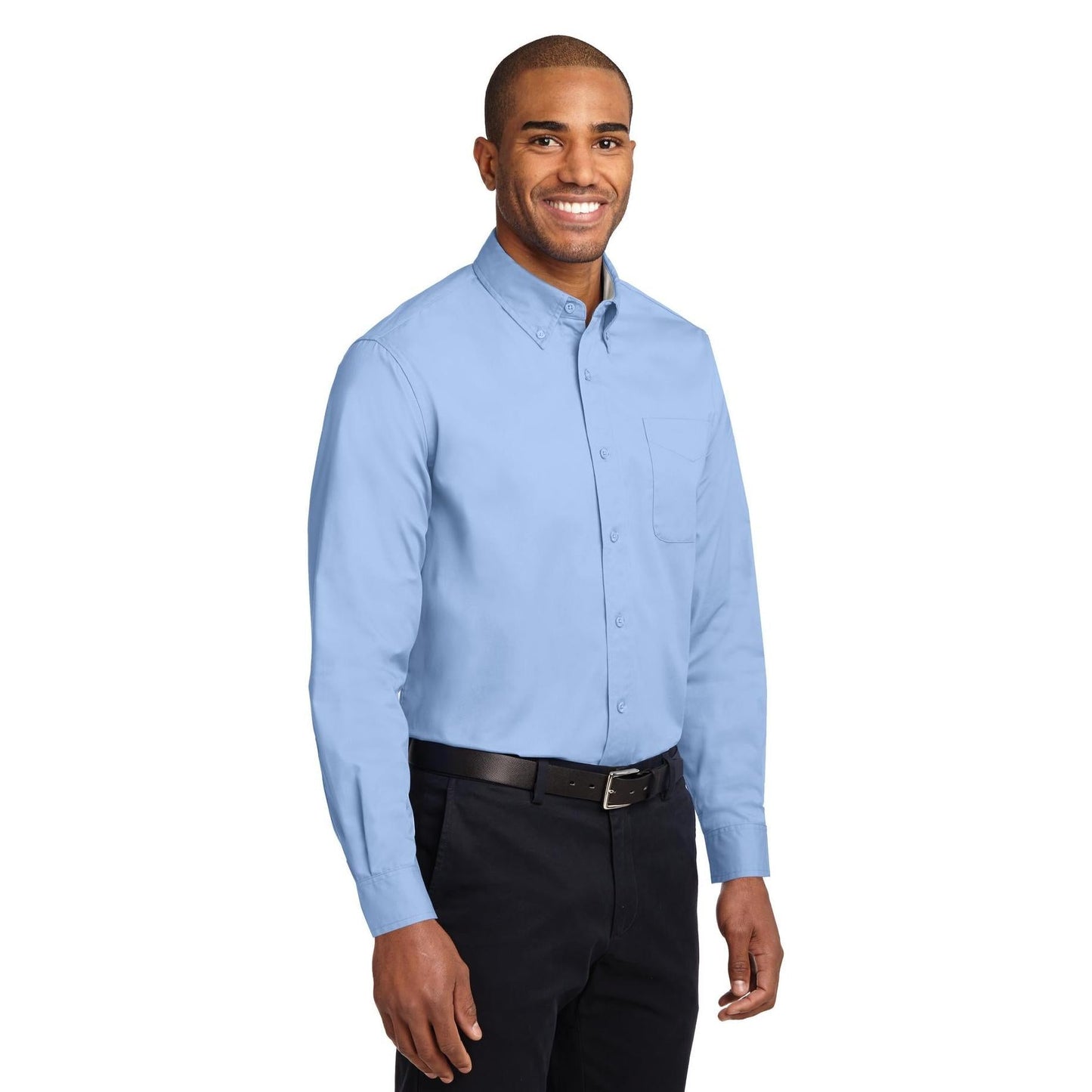 Black/Light Stone Button Up Shirt - Port Authority - Easy Care