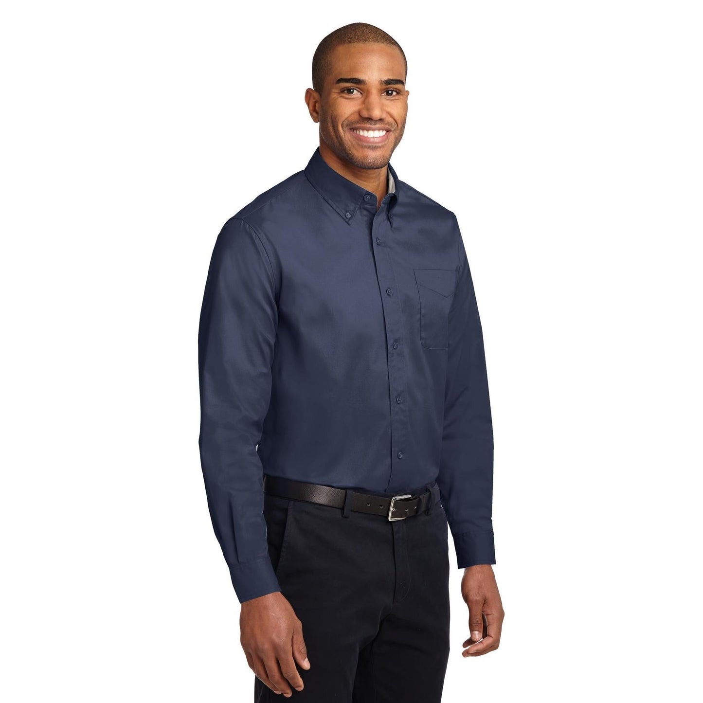 Black/Light Stone Button Up Shirt - Port Authority - Easy Care