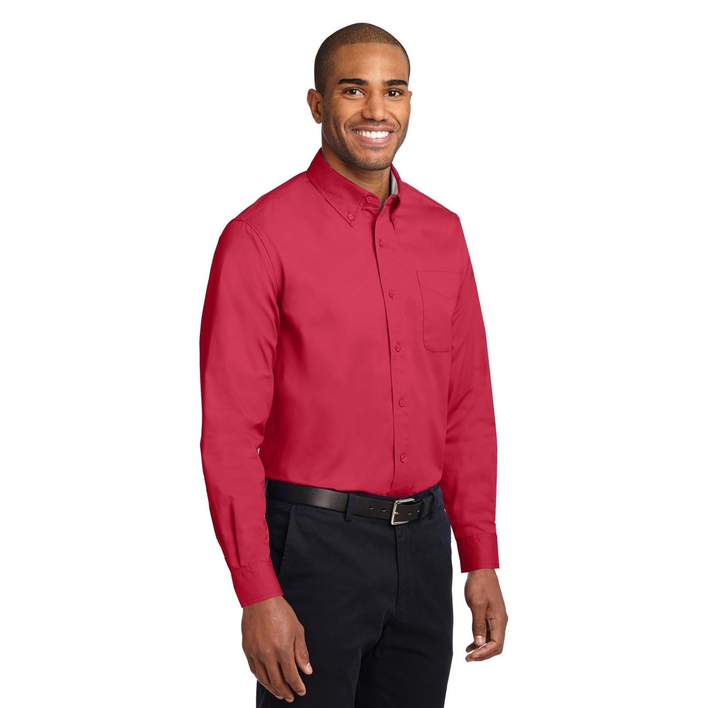 Black/Light Stone Button Up Shirt - Port Authority - Easy Care