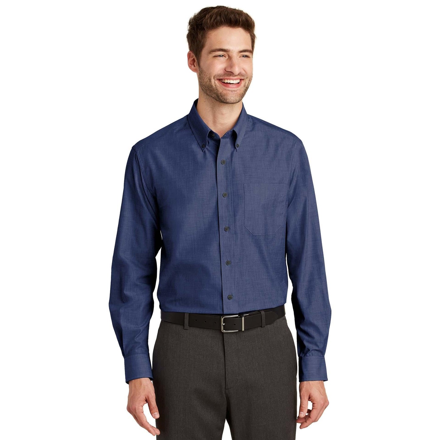 Chambray Blue Button Up Shirt - Port Authority - Easy Care