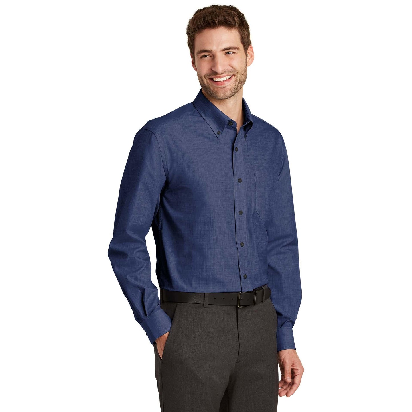 Chambray Blue Button Up Shirt - Port Authority - Easy Care