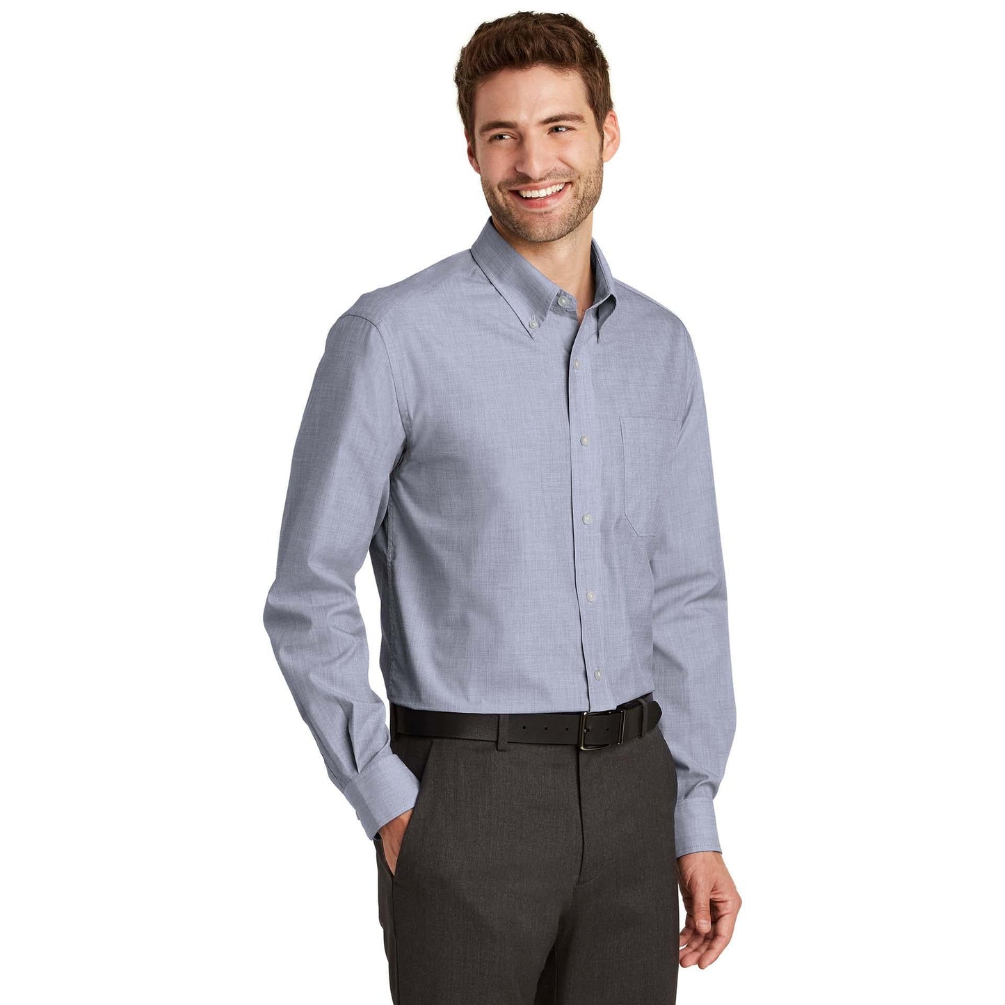 Chambray Blue Button Up Shirt - Port Authority - Easy Care