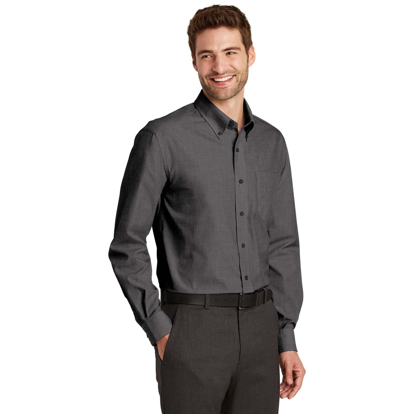 Chambray Blue Button Up Shirt - Port Authority - Easy Care