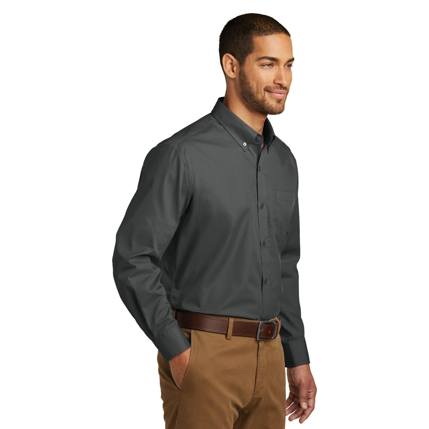 Deep Black Button Up Shirts - Port Authority - Lightweight