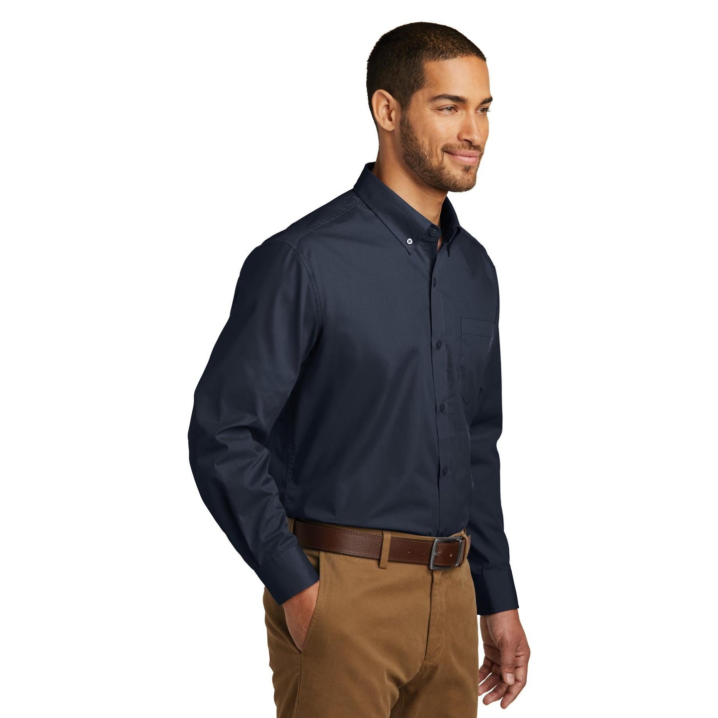 Deep Black Button Up Shirts - Port Authority - Lightweight
