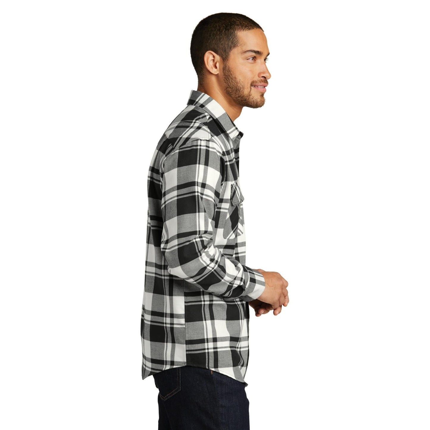Grey/Black Flannel Shirt - Port Authority - Classic Style