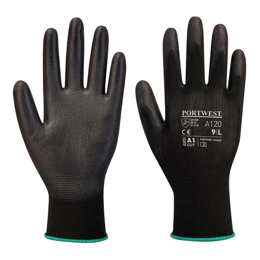 Black String Knit Gloves - Portwest - Breathable Liner