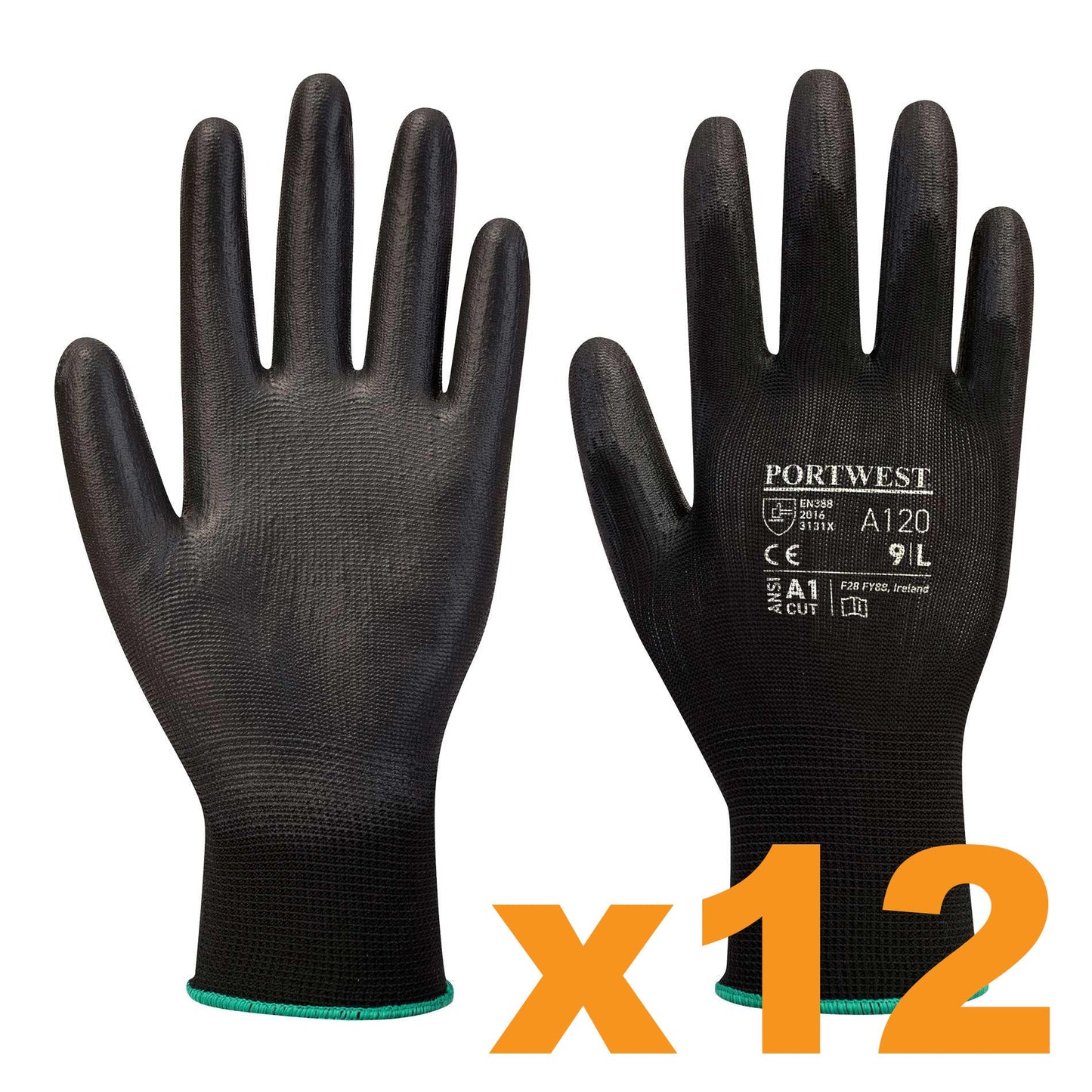 Black String Knit Gloves - Portwest - Breathable Liner