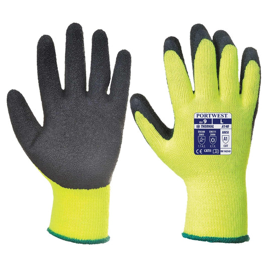 Yellow Thermal Knit Gloves - Portwest - Grip Enhanced