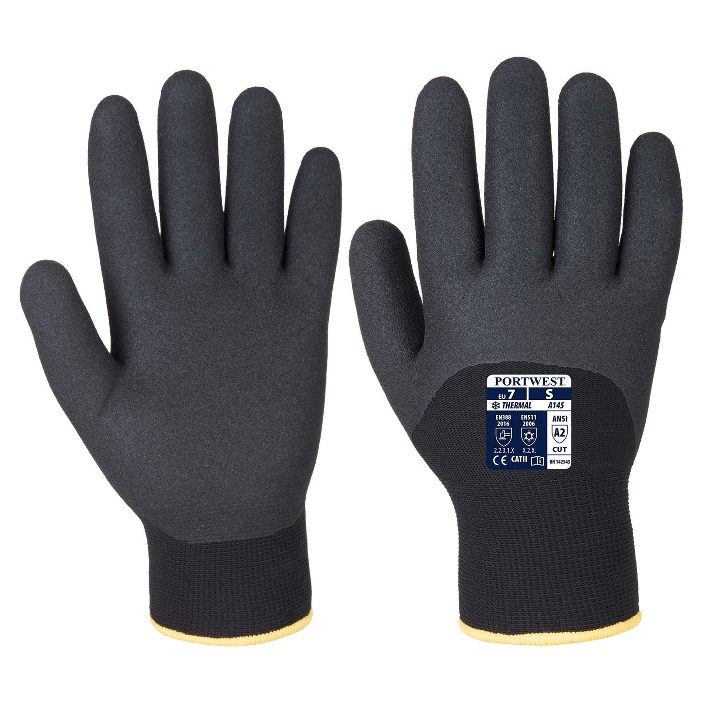 Black String Knit Gloves - Portwest - Thermal Protection