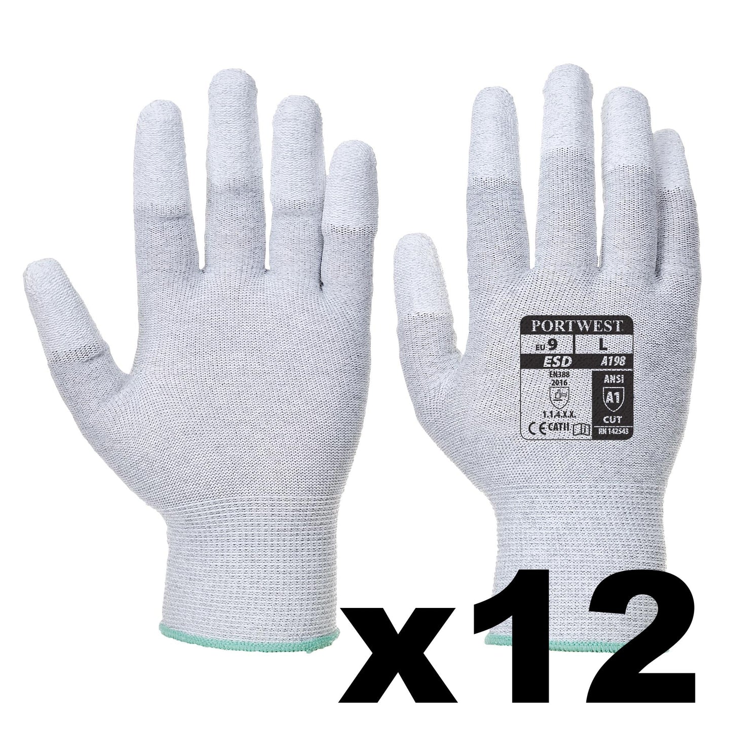 Gray String Knit Gloves - Portwest - Breathable Design