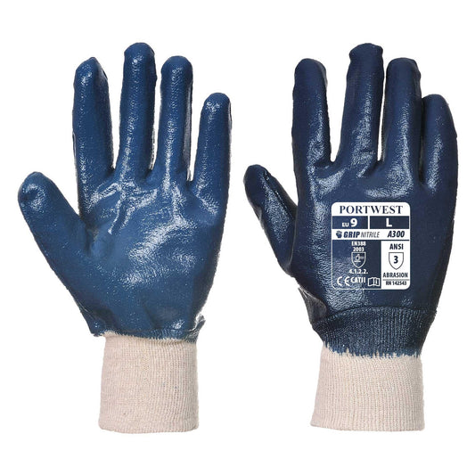 Blue Knit Gloves - Portwest - Nitrile Coated Durable Design