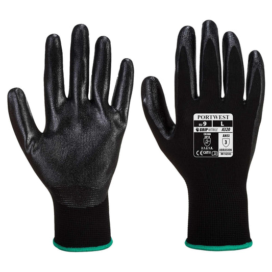 Black String Knit Gloves - Portwest - Flexible Design