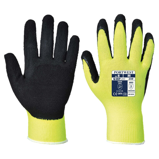 Yellow/Lime String Knit Gloves - Portwest - Hi-Vis Grip