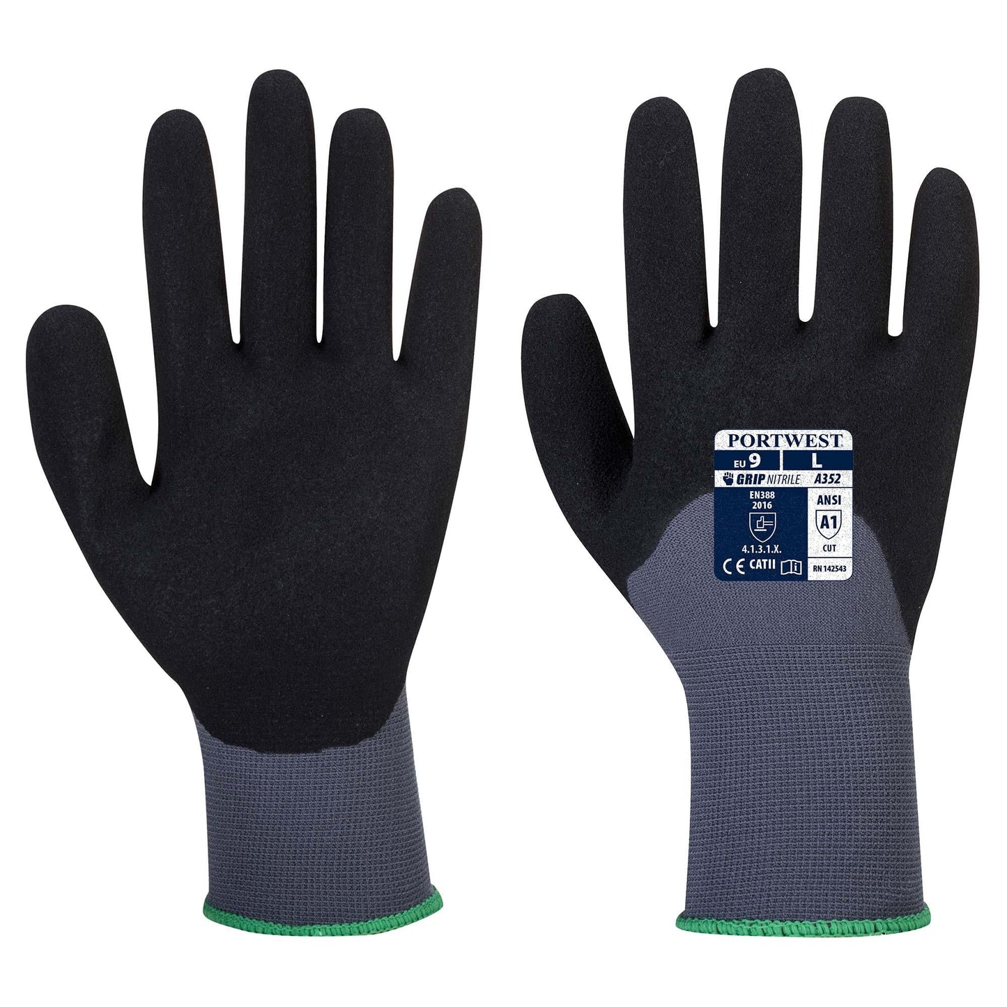 Gray String Knit Gloves - Portwest - Foam Coated